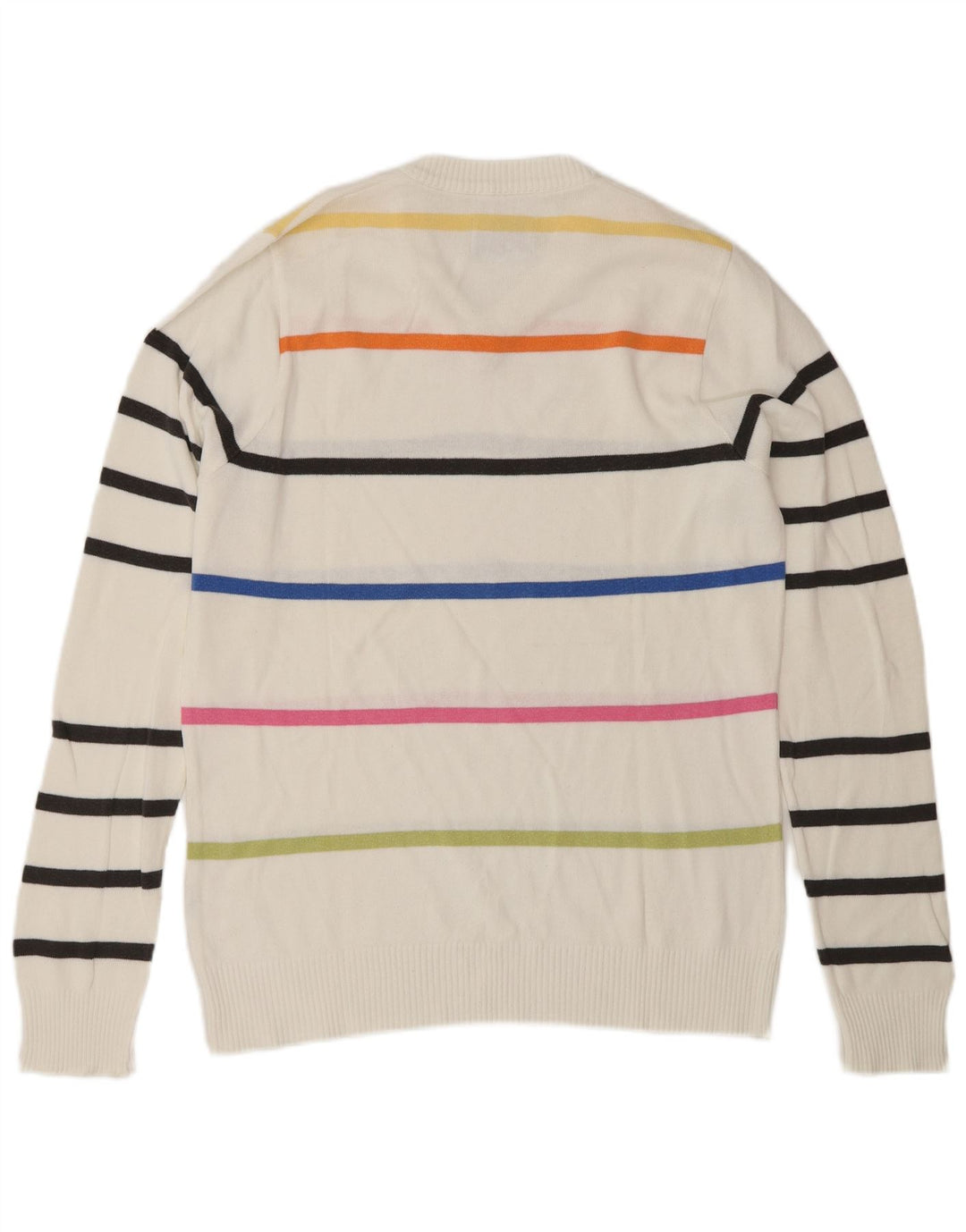 XDYE Maglione da uomo con scollo a V a righe bianche medie