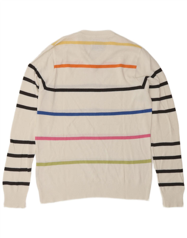 XDYE Maglione da uomo con scollo a V a righe bianche medie