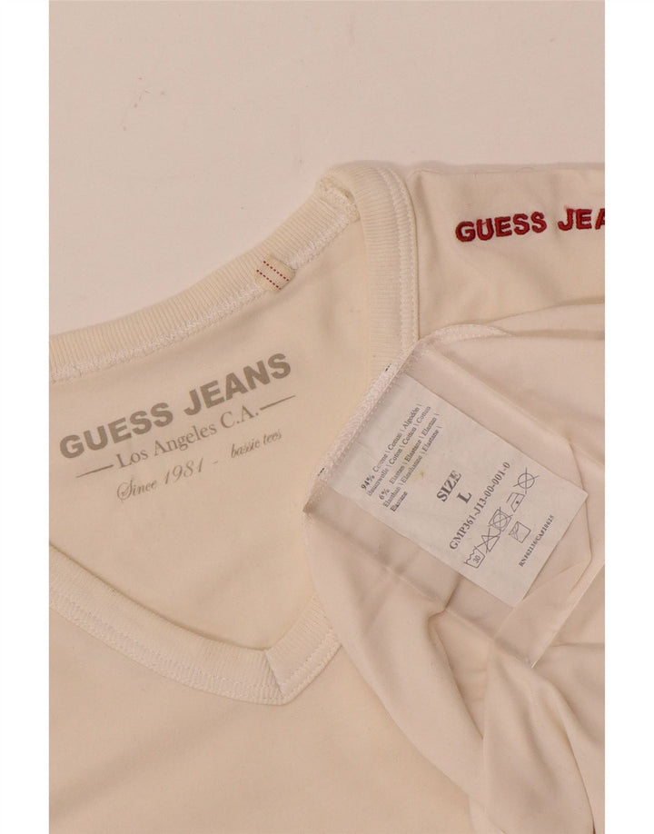 Guess T-shirt da uomo Top Large in cotone bianco