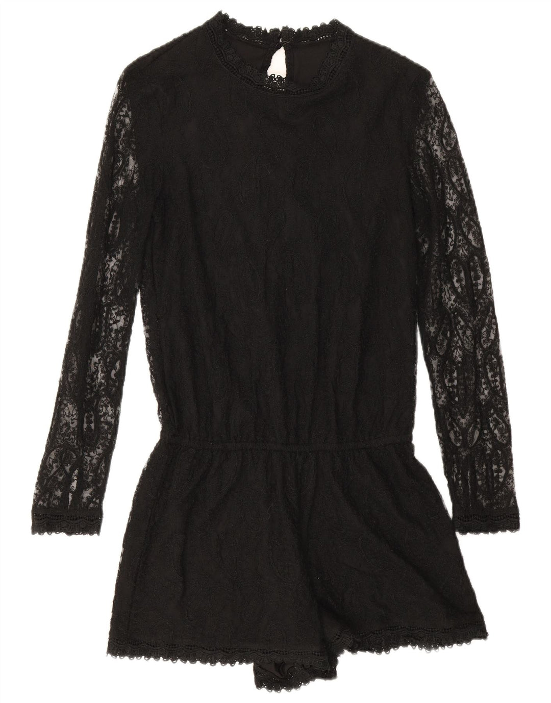 Tutina corta a maniche lunghe da donna Zara UK 10 piccola poliestere nero con motivo cachemire