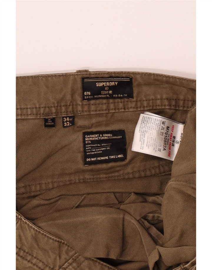Pantaloni cargo dritti da uomo Superdry W34 L32 cotone kaki