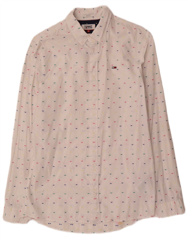 Camicia slim fit da uomo Tommy Hilfiger cotone maculato bianco medio