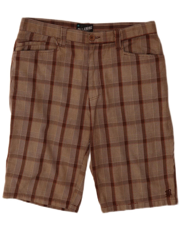 BILLABONG Mens Casual Shorts W32 Medium Brown Houndstooth Polyester