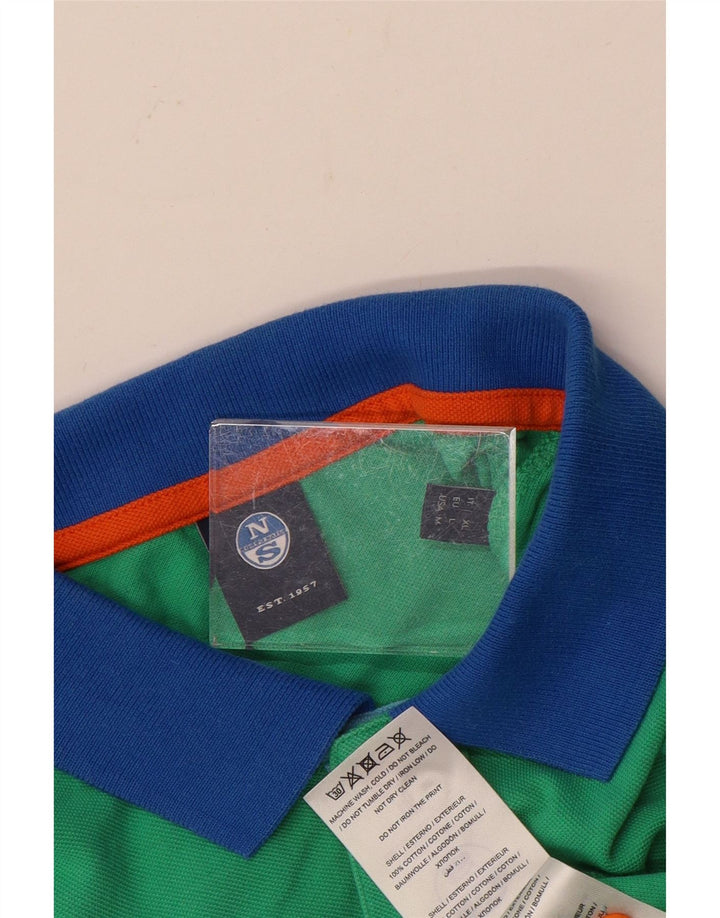 Polo da uomo North Sails Large in cotone color block verde