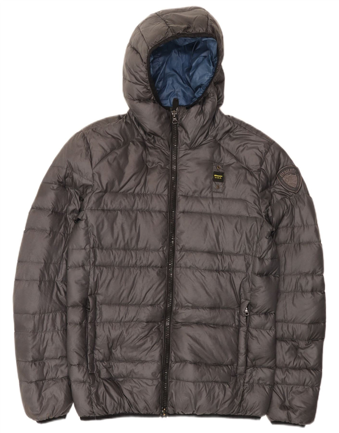 Giacca imbottita con cappuccio da uomo Blauer UK 38 Poliammide grigio medio
