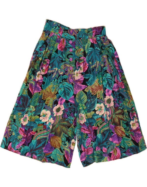 VINTAGE Womens High Waist Casual Shorts UK 10 Small W27 Multicoloured