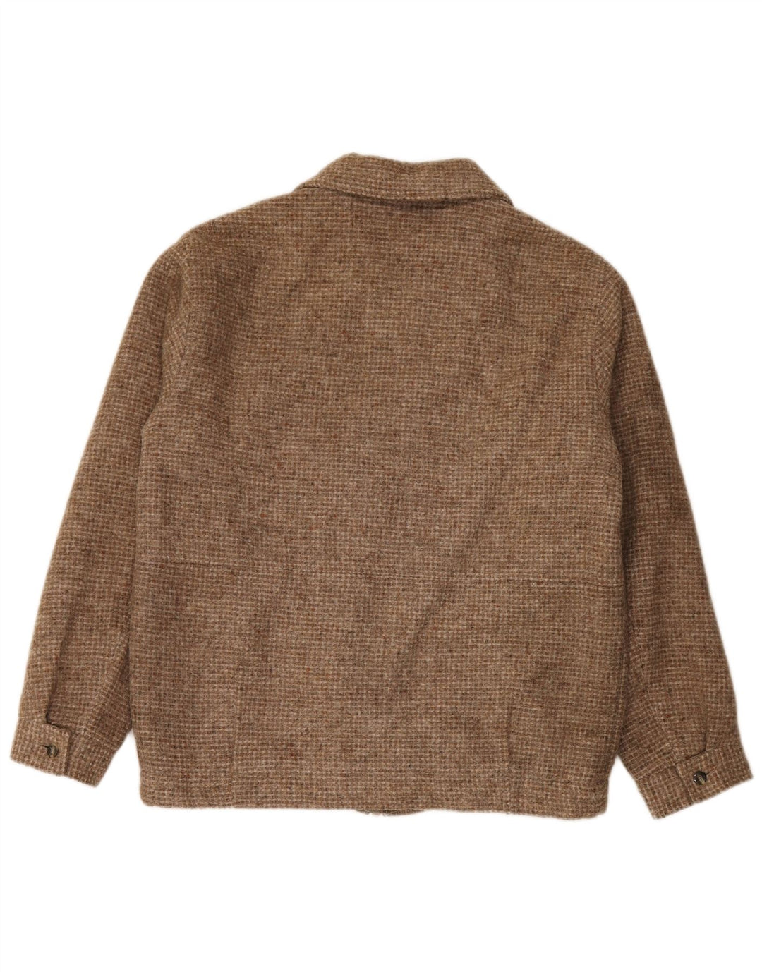 Giubbotto bomber lavorato a maglia da uomo vintage EU 50 grande lana screziata marrone