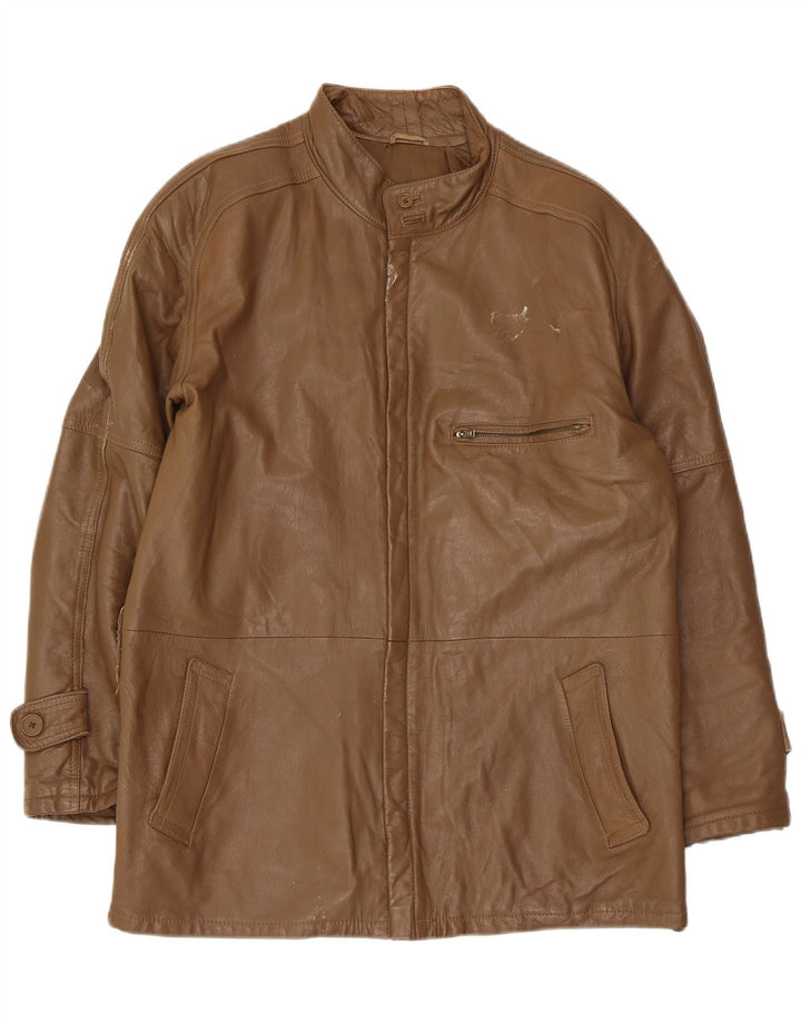 Giacca in pelle vintage da uomo IT 50 grande in pelle marrone