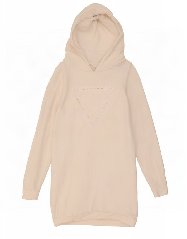 Abito maglione felpa con cappuccio per bambina Guess 13-14 anni in cotone bianco