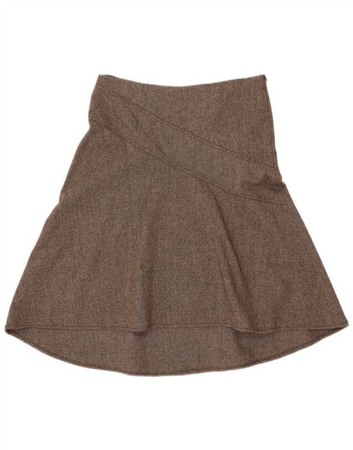 Gonna a trapezio da donna Topshop UK 12 media W32 lana marrone
