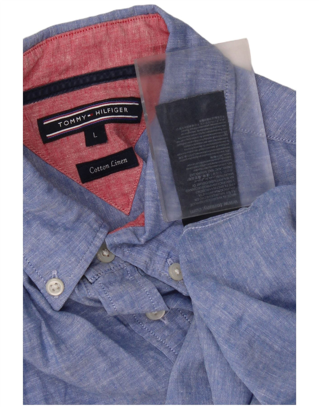 Camicia da uomo Tommy Hilfiger grande in cotone blu