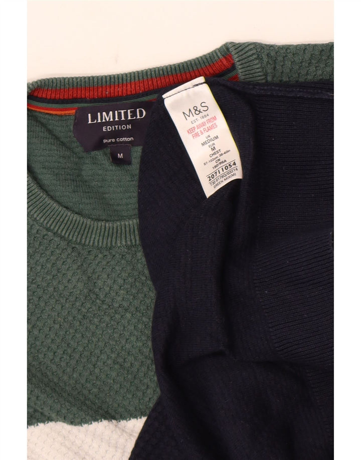 Maglione maglione girocollo da uomo Marks & Spencer color block medio blu navy