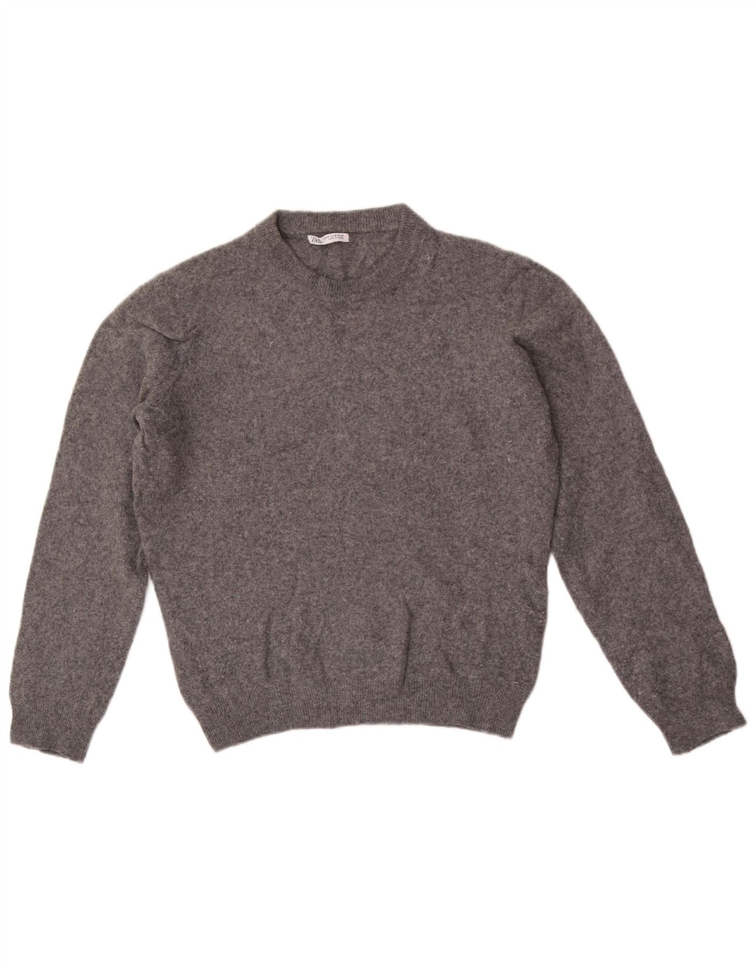 Maglione girocollo da uomo Zara in lana screziata grigio medio