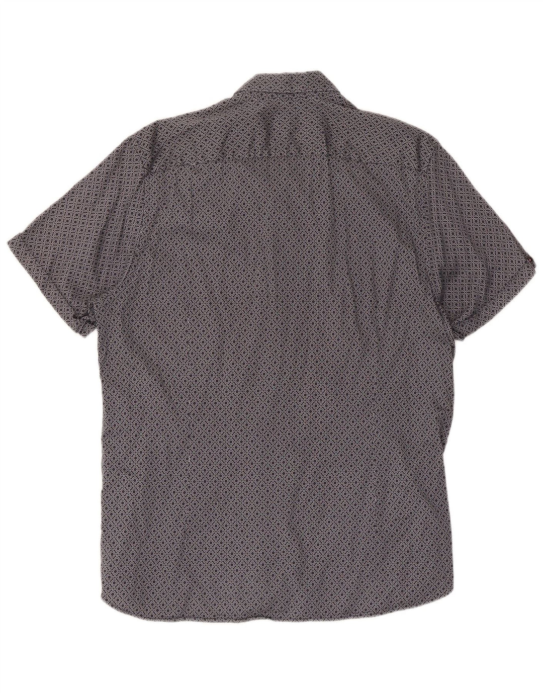 Ted Baker Camicia a maniche corte da uomo Taglia 4 Large Blu Navy in cotone geometrico