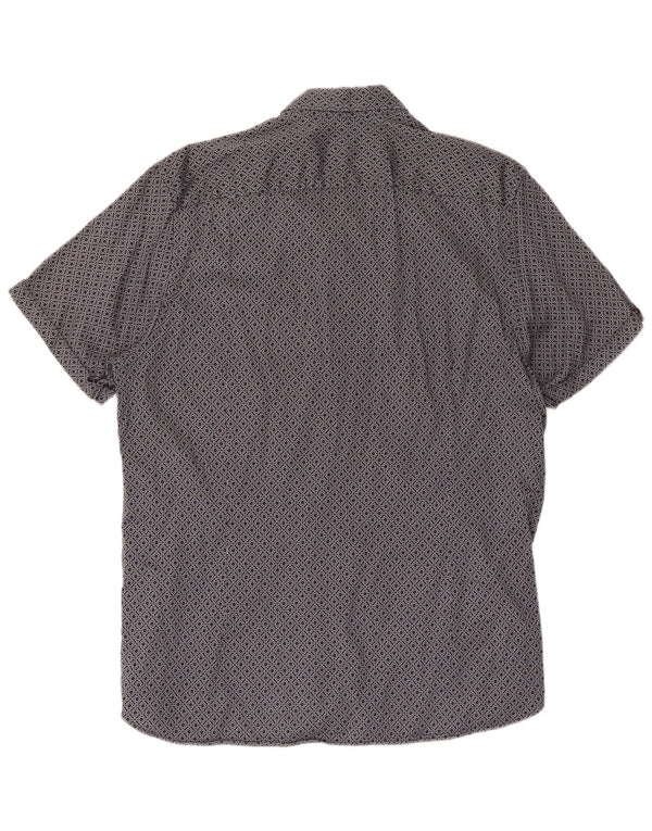 Ted Baker Camicia a maniche corte da uomo Taglia 4 Large Blu Navy in cotone geometrico