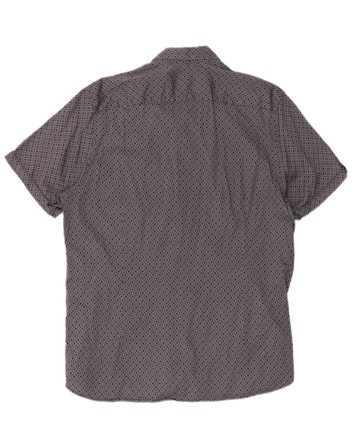 Ted Baker Camicia a maniche corte da uomo Taglia 4 Large Blu Navy in cotone geometrico
