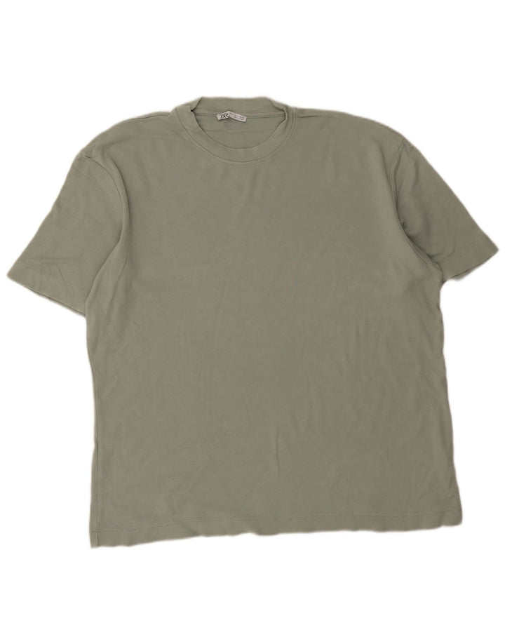 T-shirt Zara da uomo Top Large in cotone verde