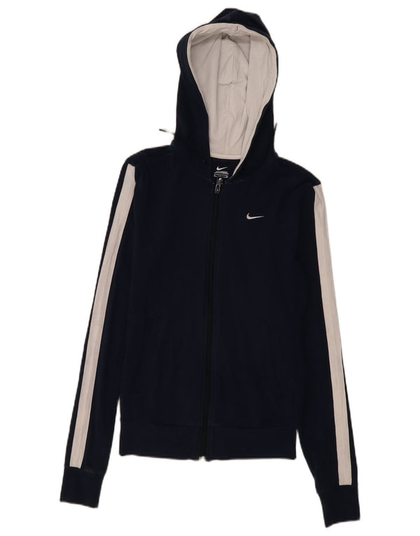 Felpa con cappuccio e zip da donna Nike UK 10 Small Blu Navy Colourblock