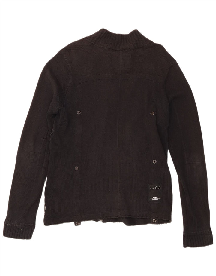 Maglione cardigan con zip intera da uomo G-Star in cotone nero medio