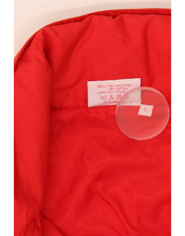 Giubbotto bomber con cappuccio vintage da uomo UK 40 grande poliestere rosso