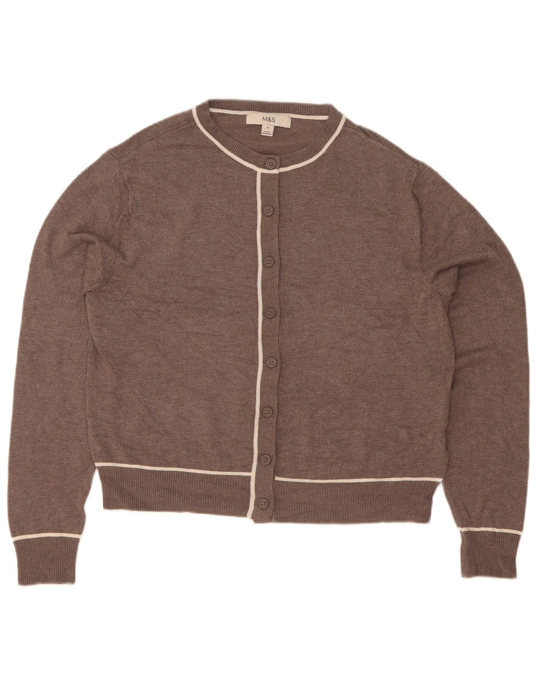 Maglione cardigan da donna Marks & Spencer UK 10 piccolo viscosa marrone