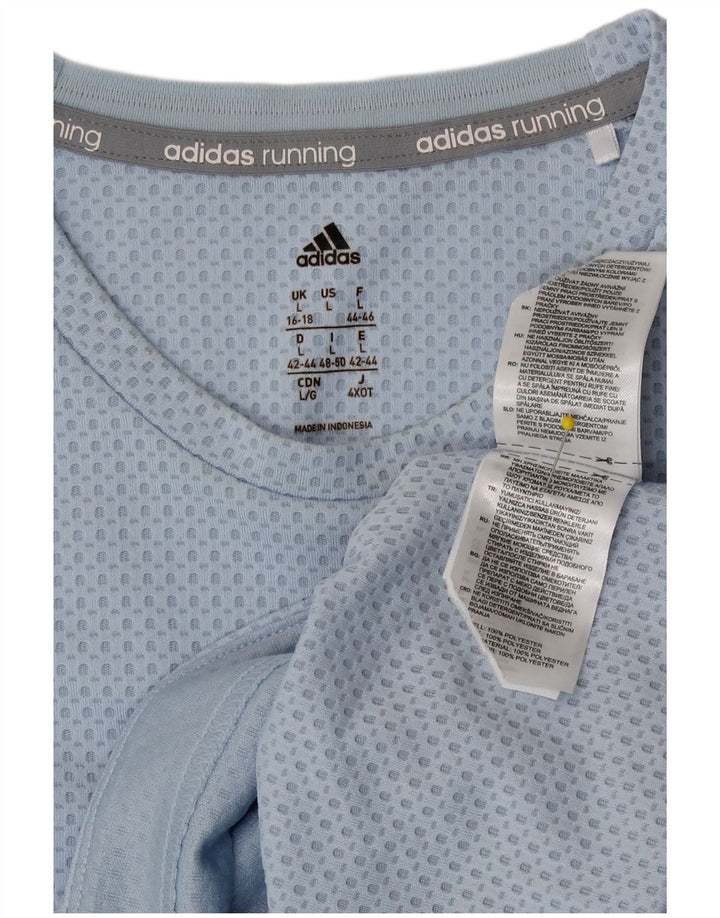 Maglia manica lunga da donna Adidas UK 16/18 Large Blu Poliestere