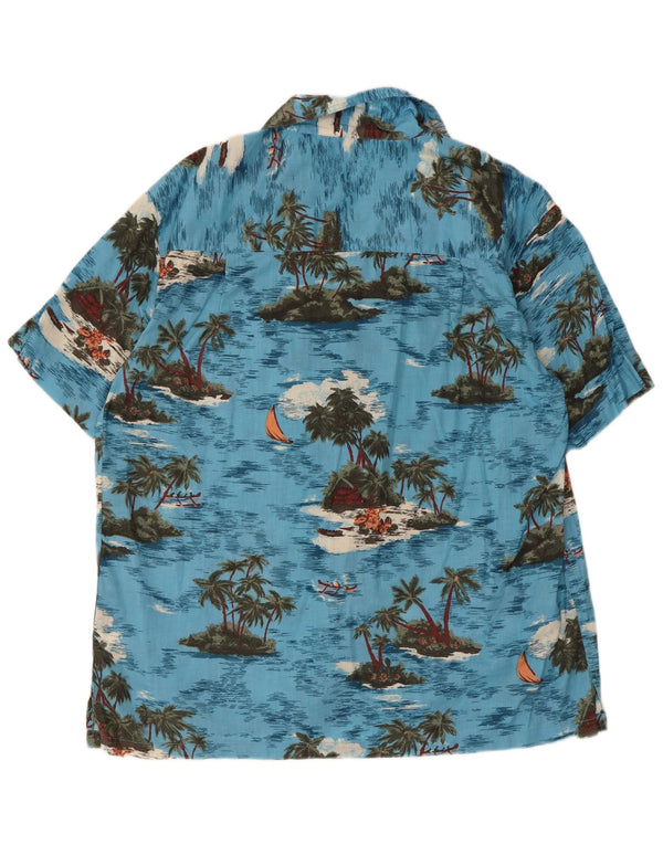 Camicia hawaiana vintage a maniche corte da uomo XL in cotone blu