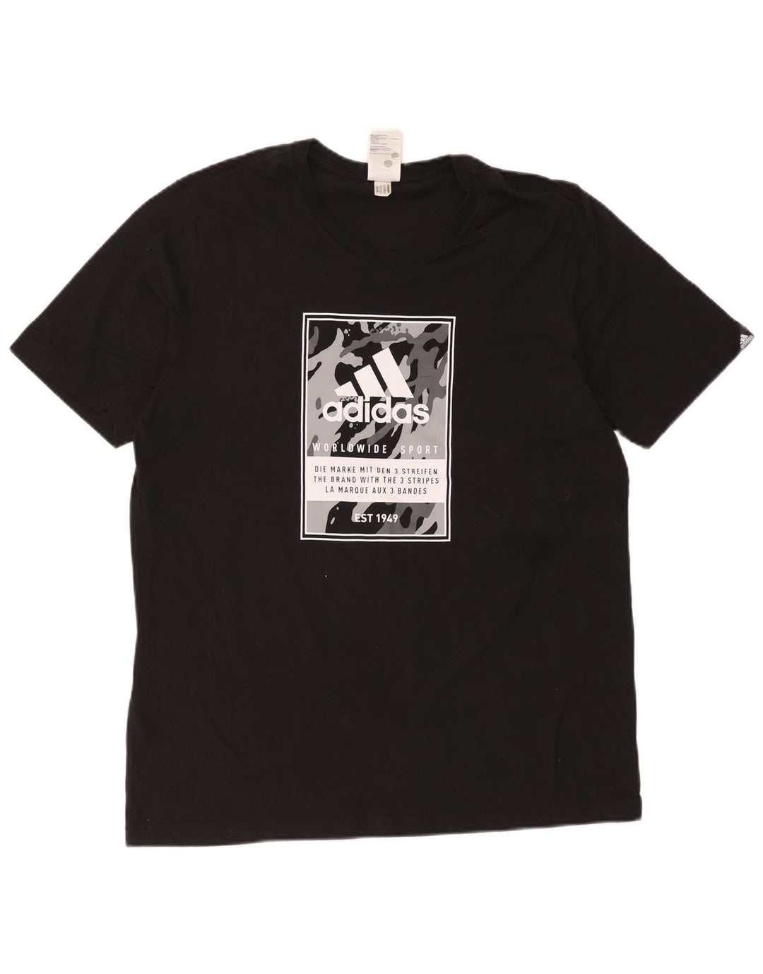 T-shirt grafica da uomo Adidas Top grande in cotone nero