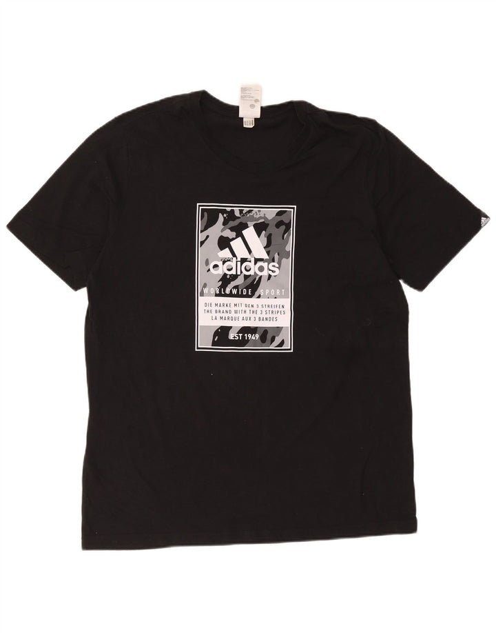 T-shirt grafica da uomo Adidas Top grande in cotone nero