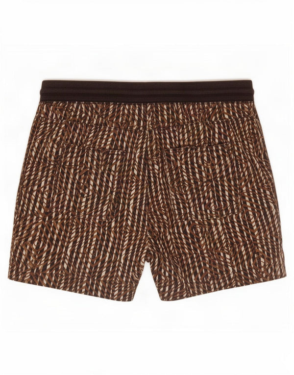 Pantaloncini casual da donna Marks & Spencer UK 12 Medium W32 Lino a righe marroni