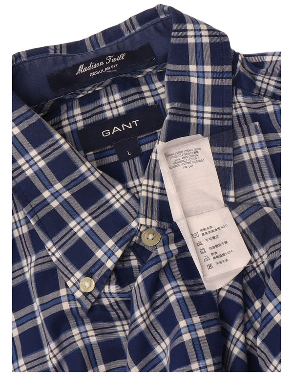 Gant Camicia da uomo Madison Regular Fit, grande, in cotone a quadri blu navy