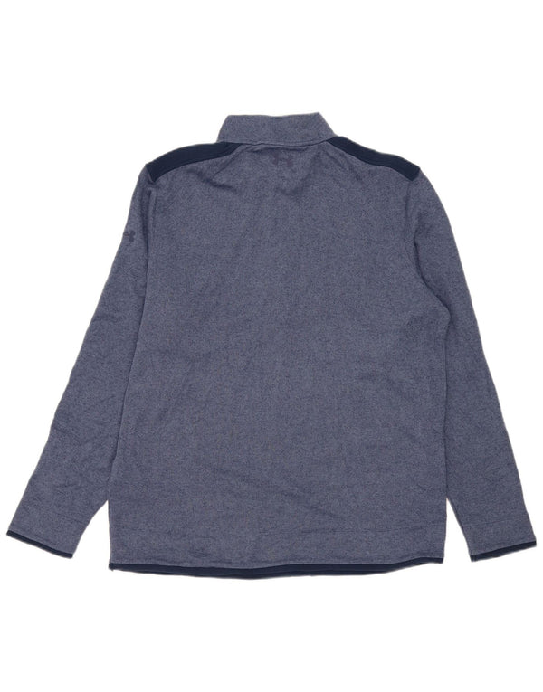 Under Armour Uomo Cold Gear Pullover Tuta Top XL Blu Navy Colourblock