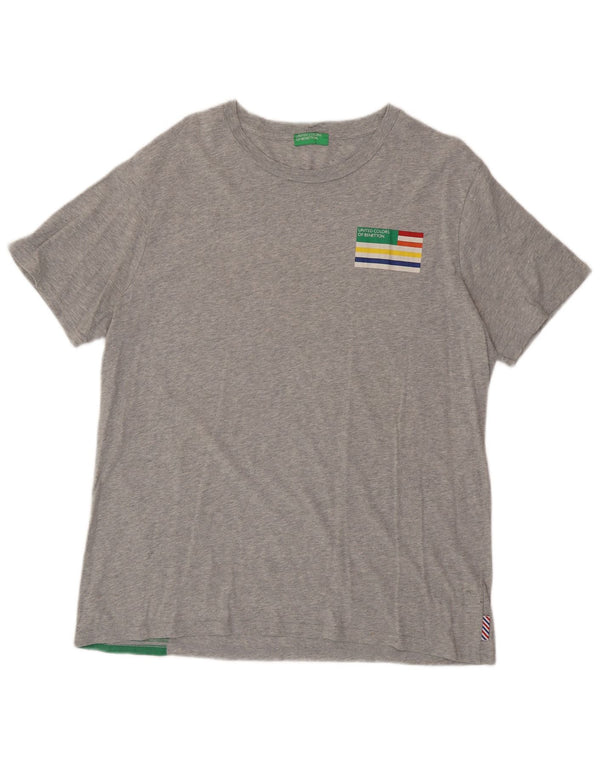 T-shirt grafica da uomo BENETTON Top 2XL in cotone color block grigio