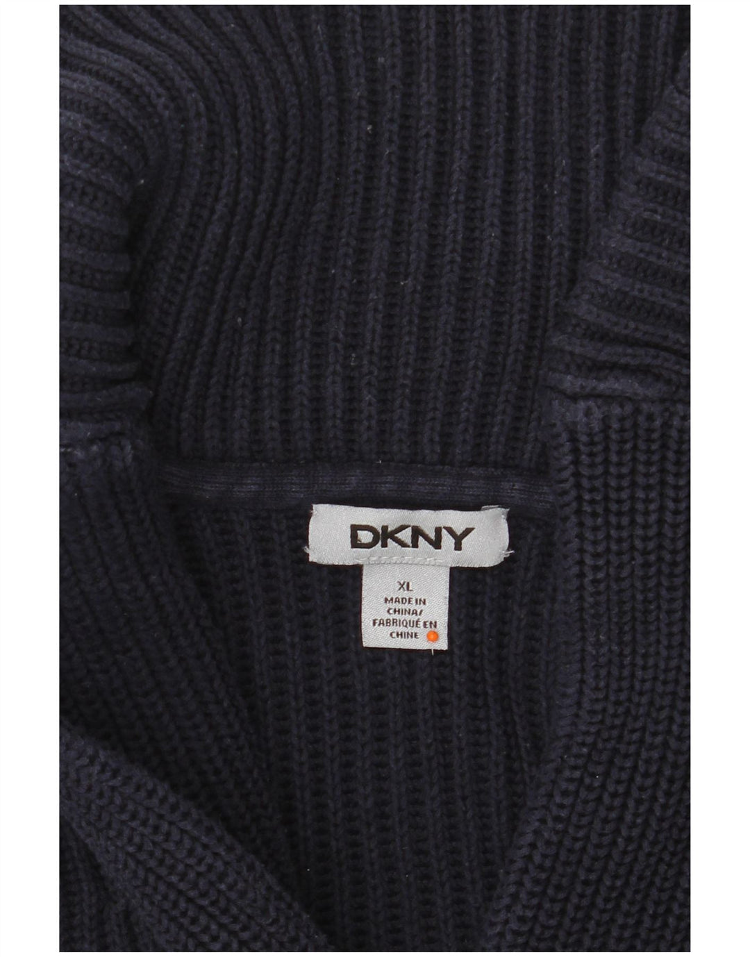 Maglione maglione da uomo con collo a scialle DKNY XL blu navy