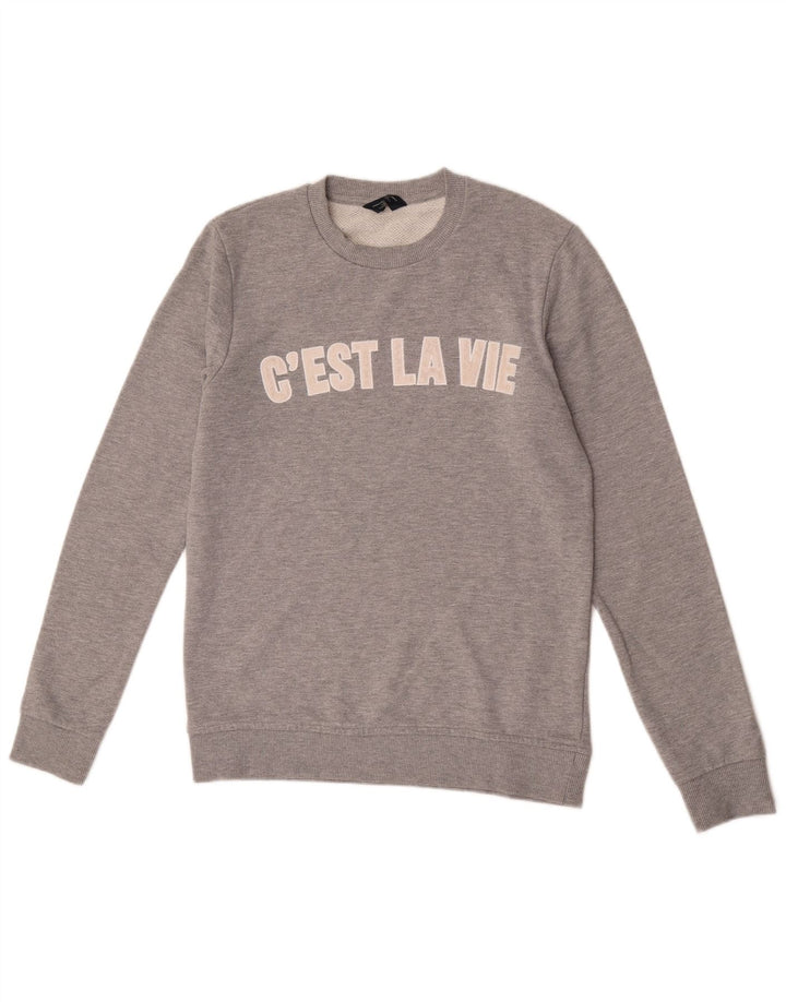Jack & Jones Felpa con grafica da uomo Maglione in cotone grigio medio