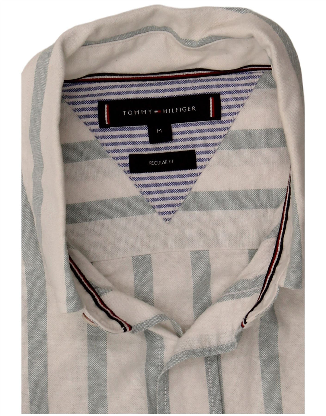 Camicia da uomo Regular Fit Tommy Hilfiger in cotone a righe bianche medie
