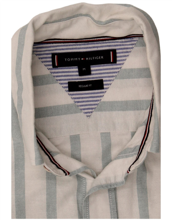 Camicia da uomo Regular Fit Tommy Hilfiger in cotone a righe bianche medie