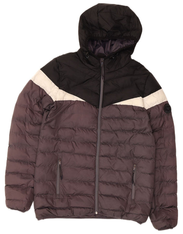 Hummel Mens Hooded Padded Jacket UK 38 Medium Black Colourblock Polyester