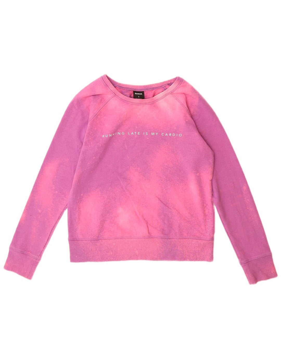 Felpa grafica da donna Reebok Jumper UK 10 Small Pink Tie Dye Poliestere
