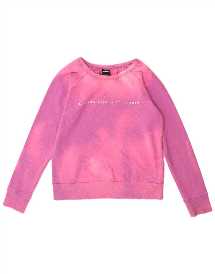 Felpa grafica da donna Reebok Jumper UK 10 Small Pink Tie Dye Poliestere