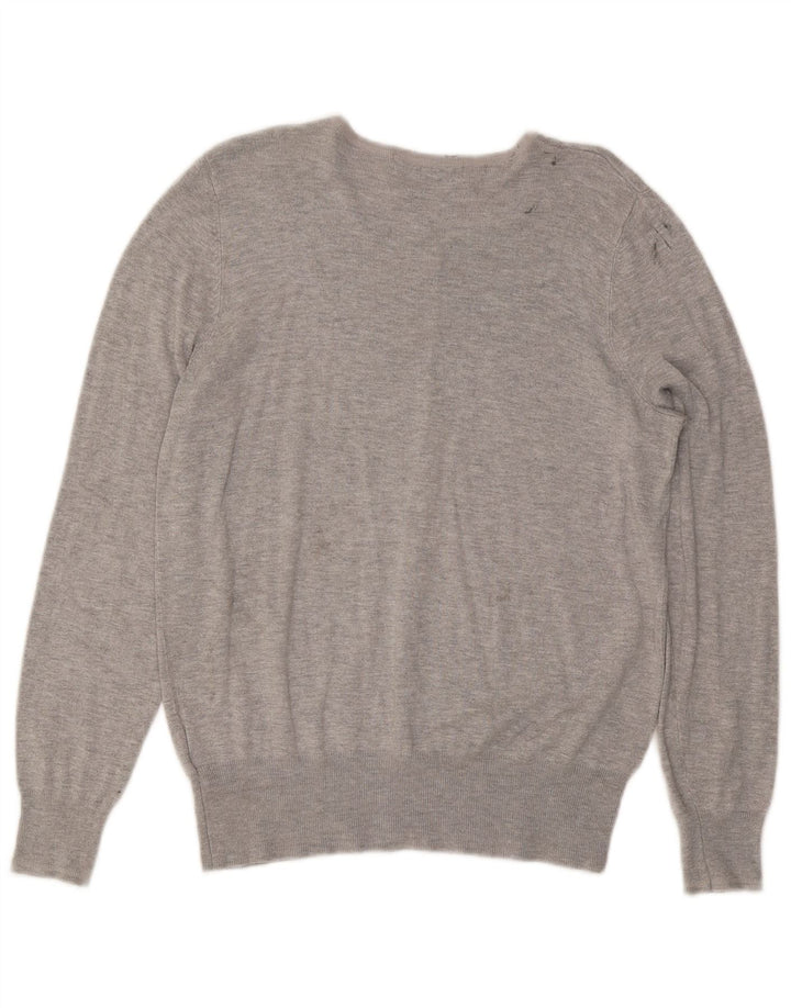 Maglione cardigan da donna Marks & Spencer UK 16 Grande viscosa screziata grigia