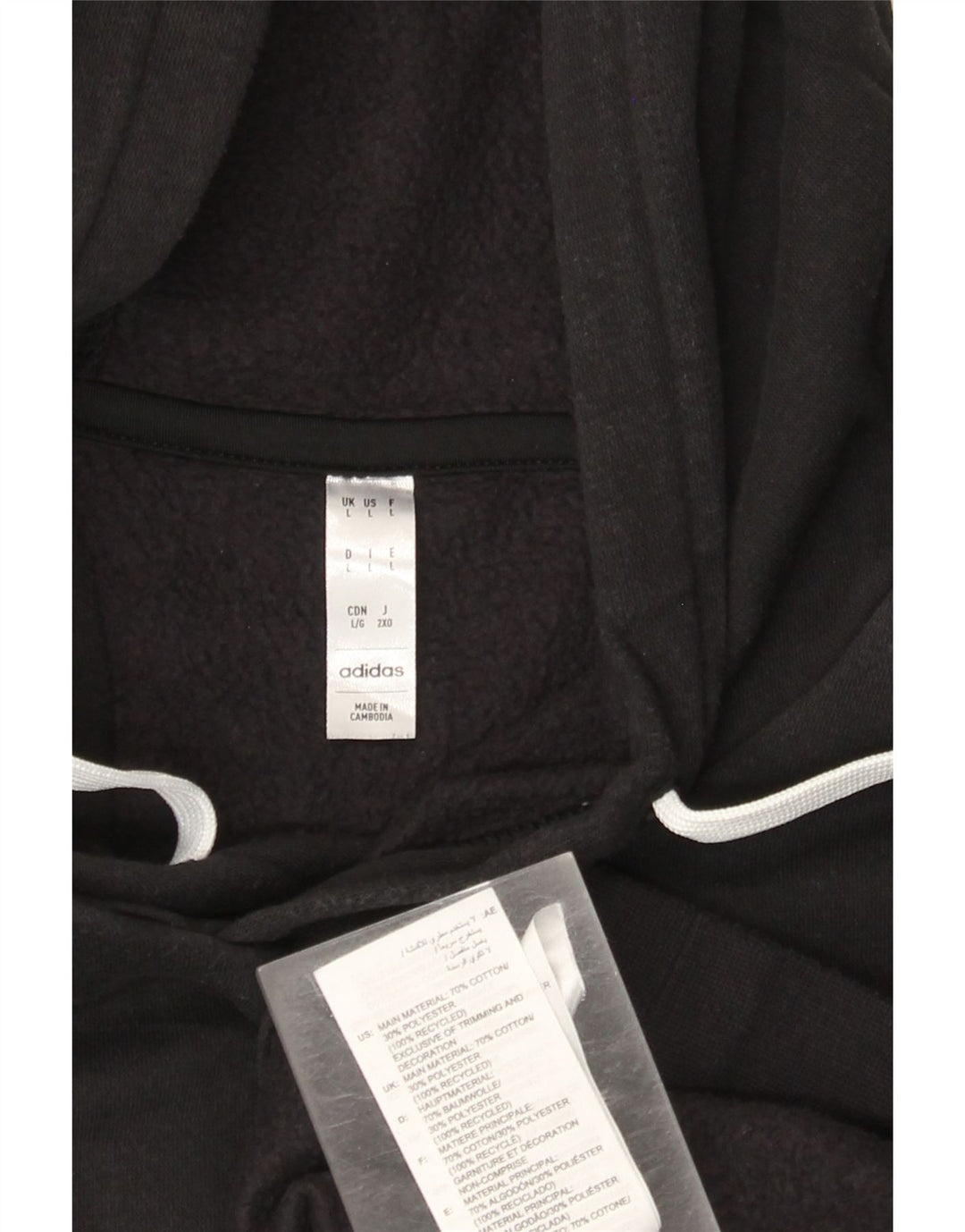 Felpa con cappuccio da uomo Adidas Large in cotone nero