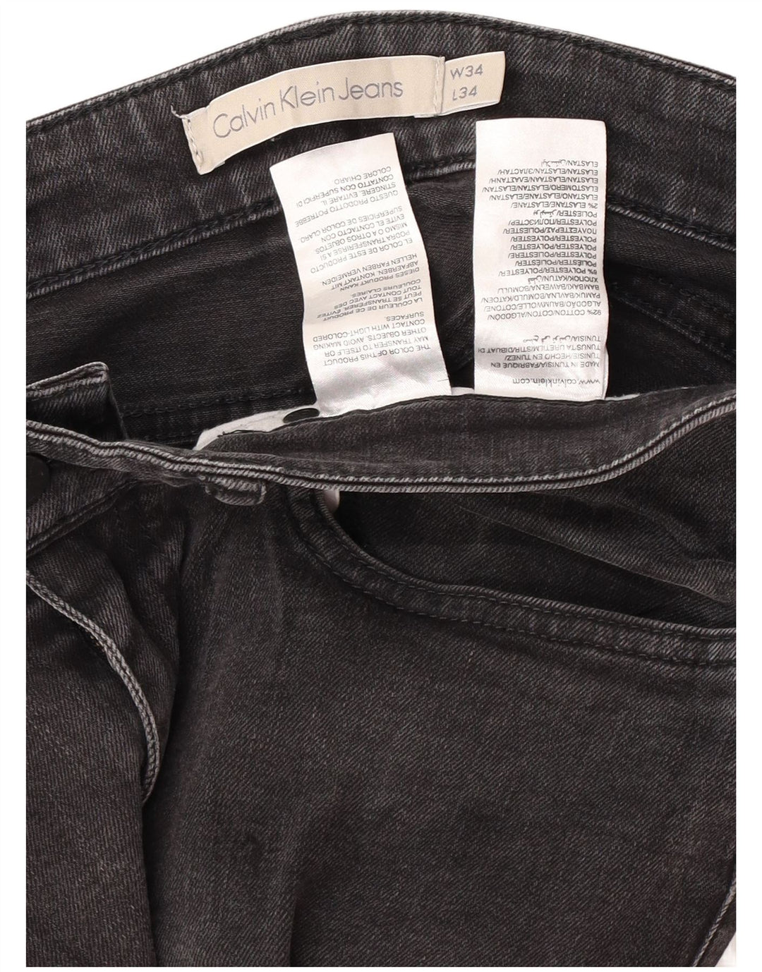 Jeans slim da uomo Calvin Klein W34 L28 cotone grigio