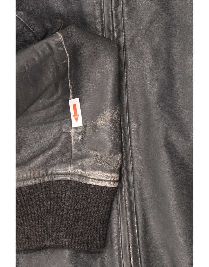 Giubbotto Bomber in Pelle Donna Trussardi Jeans IT 50 XL Blu Navy