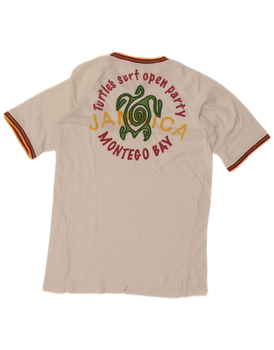 T-shirt grafica da uomo Asics Montego Bay, cotone a righe medie, bianco sporco