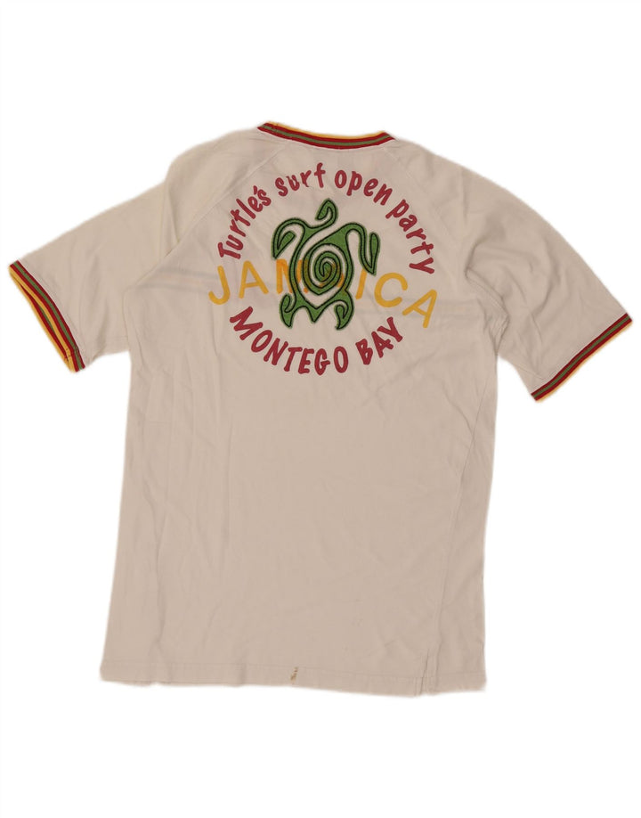 T-shirt grafica da uomo Asics Montego Bay, cotone a righe medie, bianco sporco