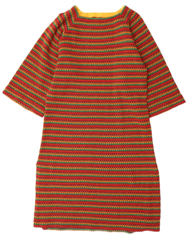 Abito maglione vintage da donna con maniche a 3/4 UK 18 XL a righe multicolori