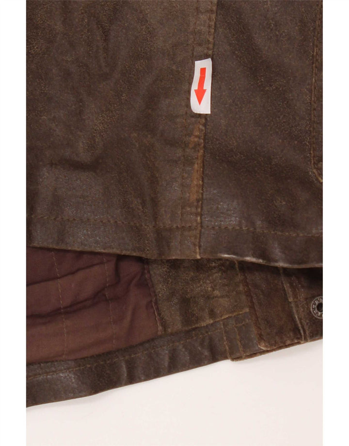 Giacca utilitaria in pelle da motociclista vintage da uomo UK 38 Marrone medio