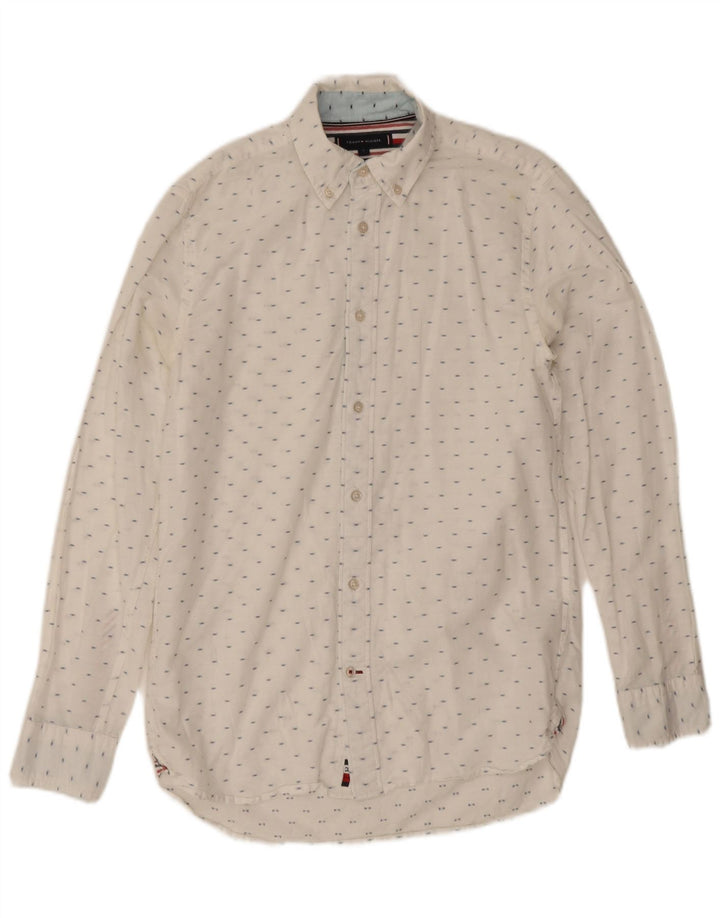 Camicia da uomo Tommy Hilfiger piccola in cotone maculato bianco