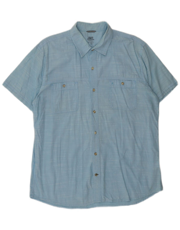 Camicia a maniche corte da uomo Izod Salt Water XL in cotone blu